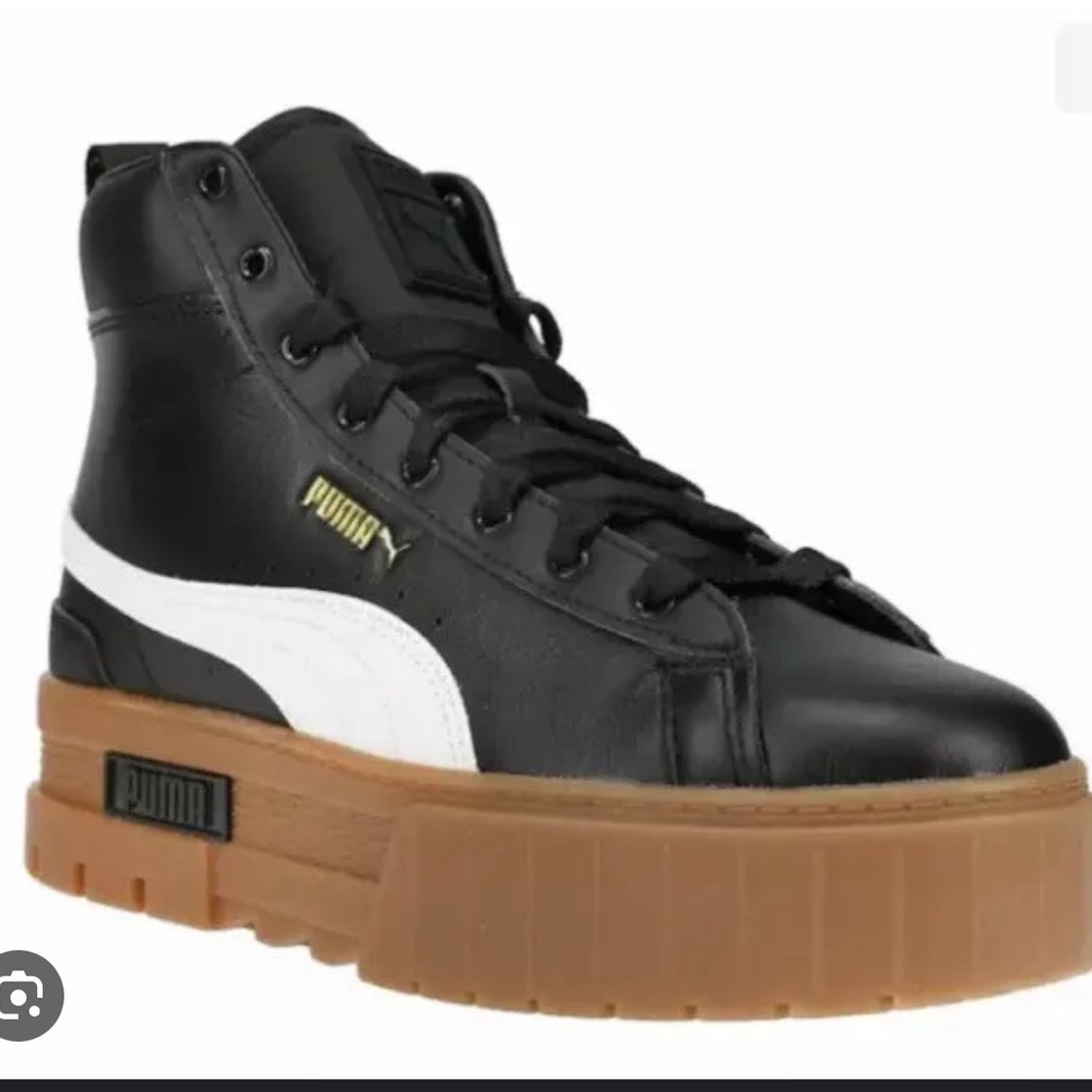 Puma Black and White High-Top Athletic Shoes